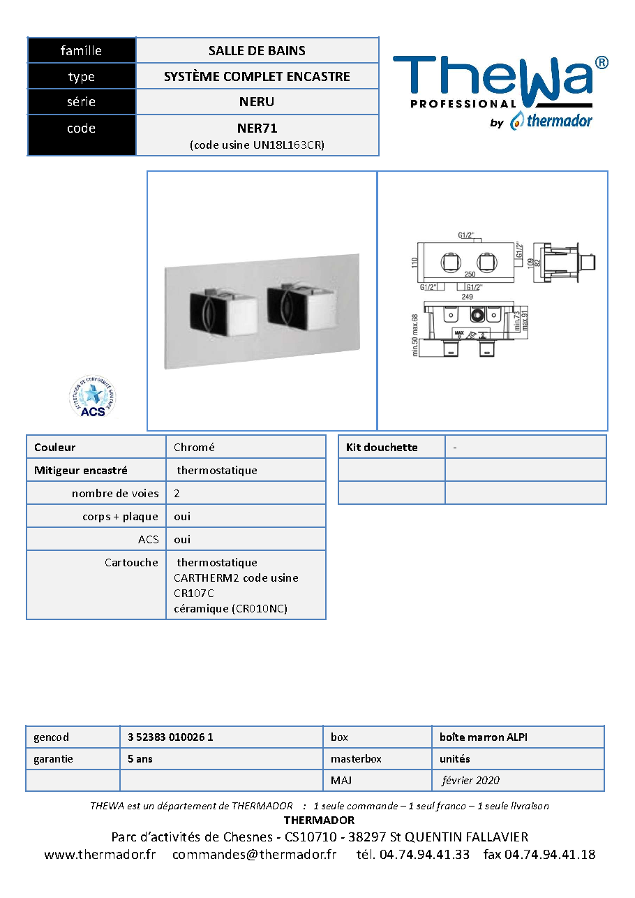 Fiche technique fournisseur