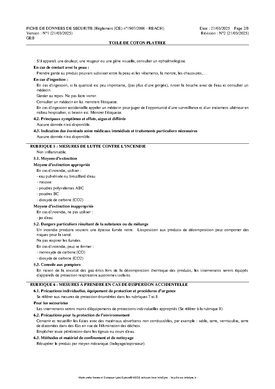 Fiche technique fournisseur