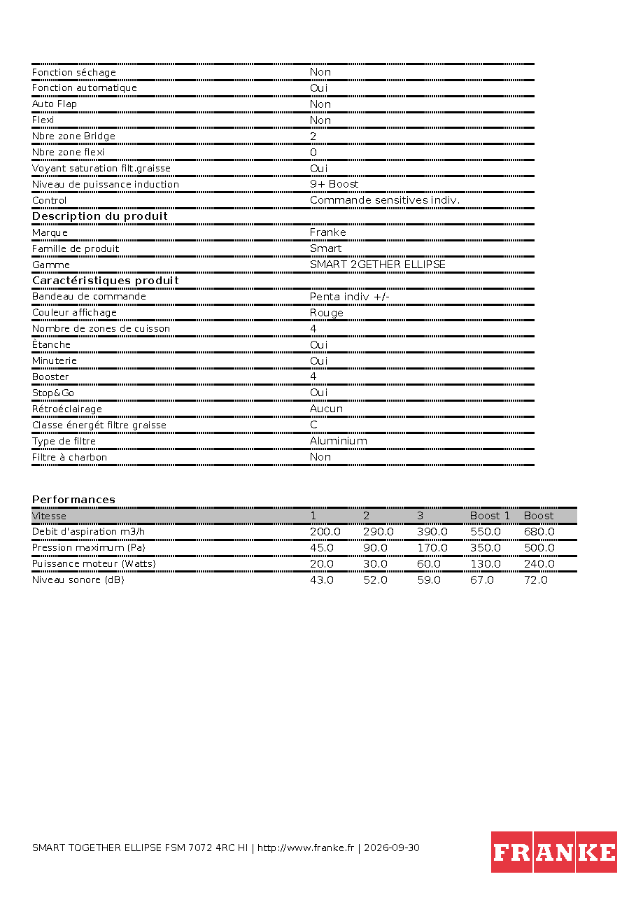 Fiche technique fournisseur
