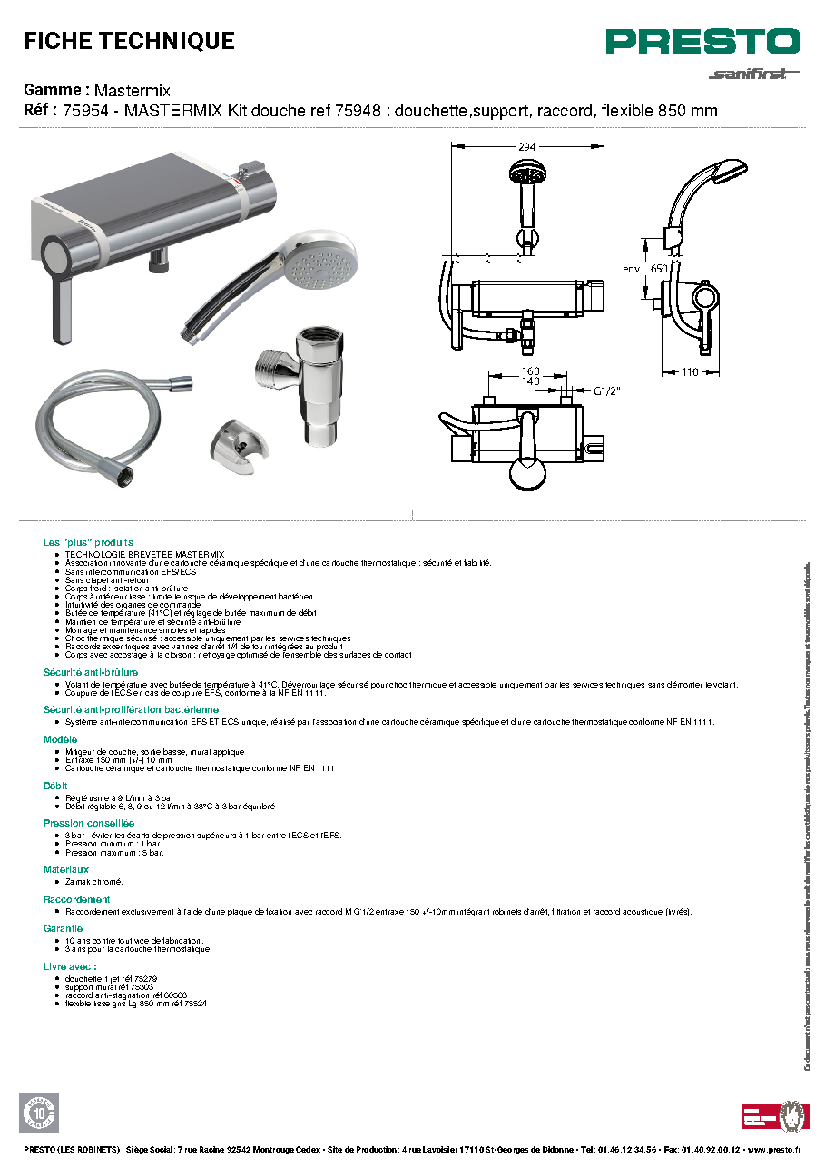 Fiche technique fournisseur