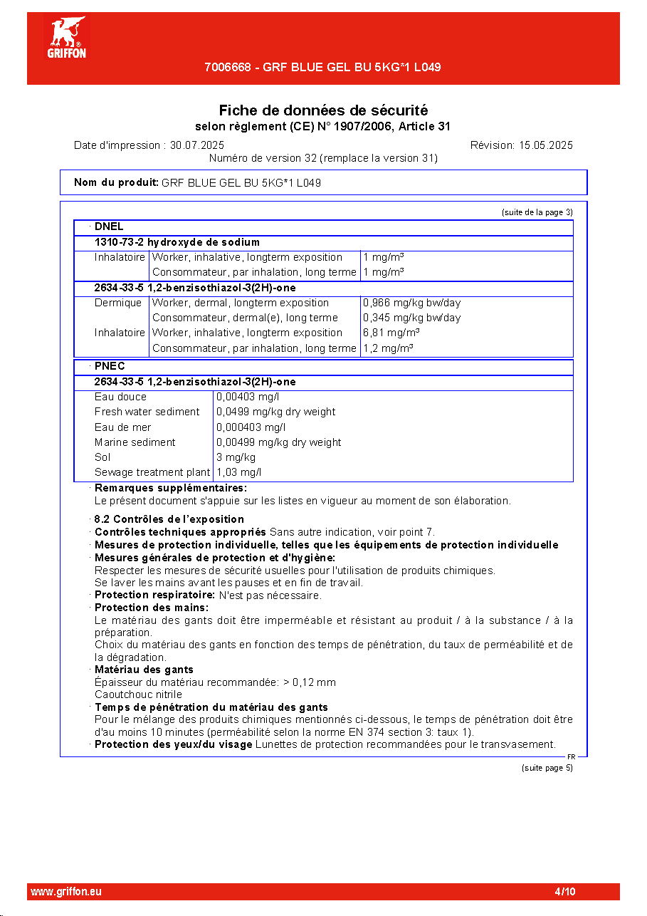 Fiche technique fournisseur