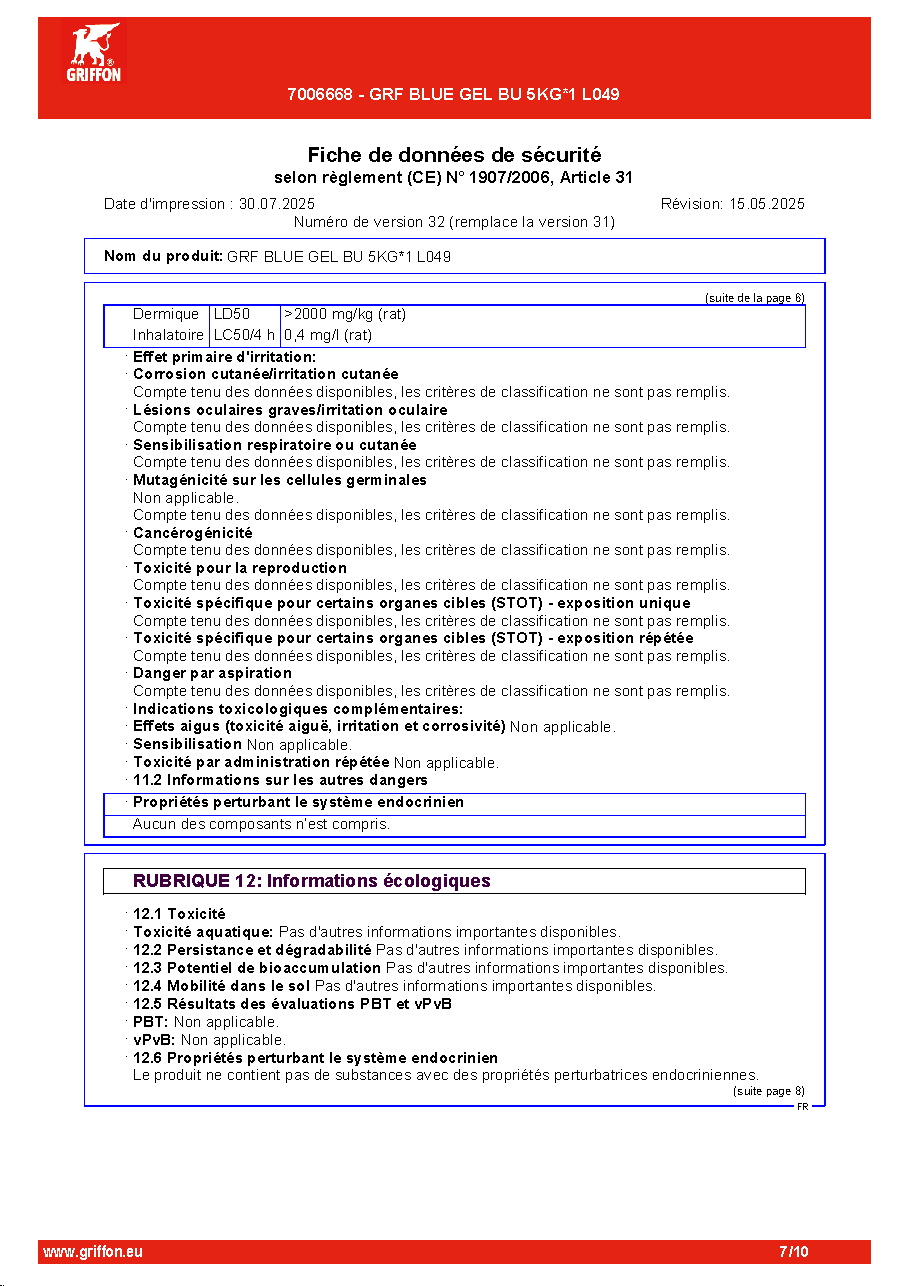 Fiche technique fournisseur