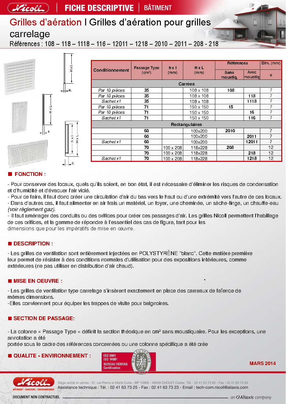 Fiche technique fournisseur