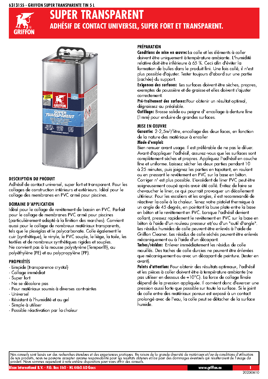 Fiche technique fournisseur