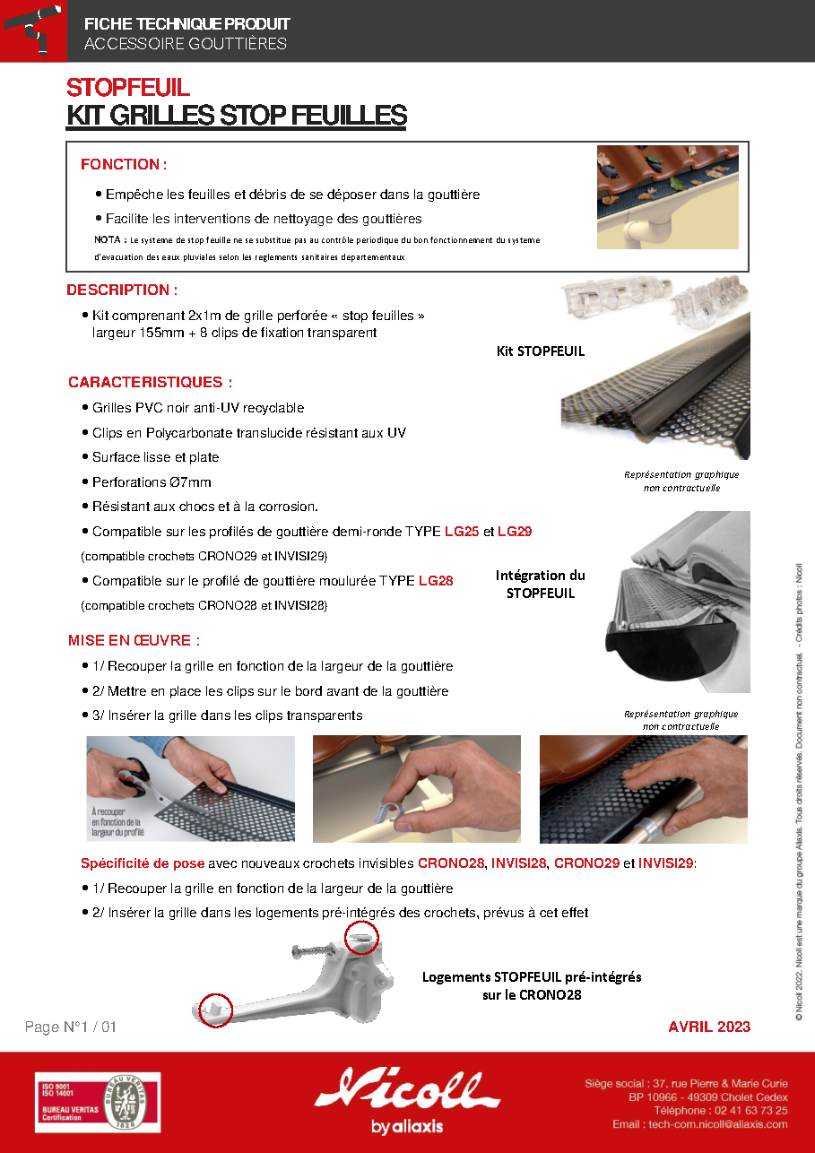 Fiche technique fournisseur