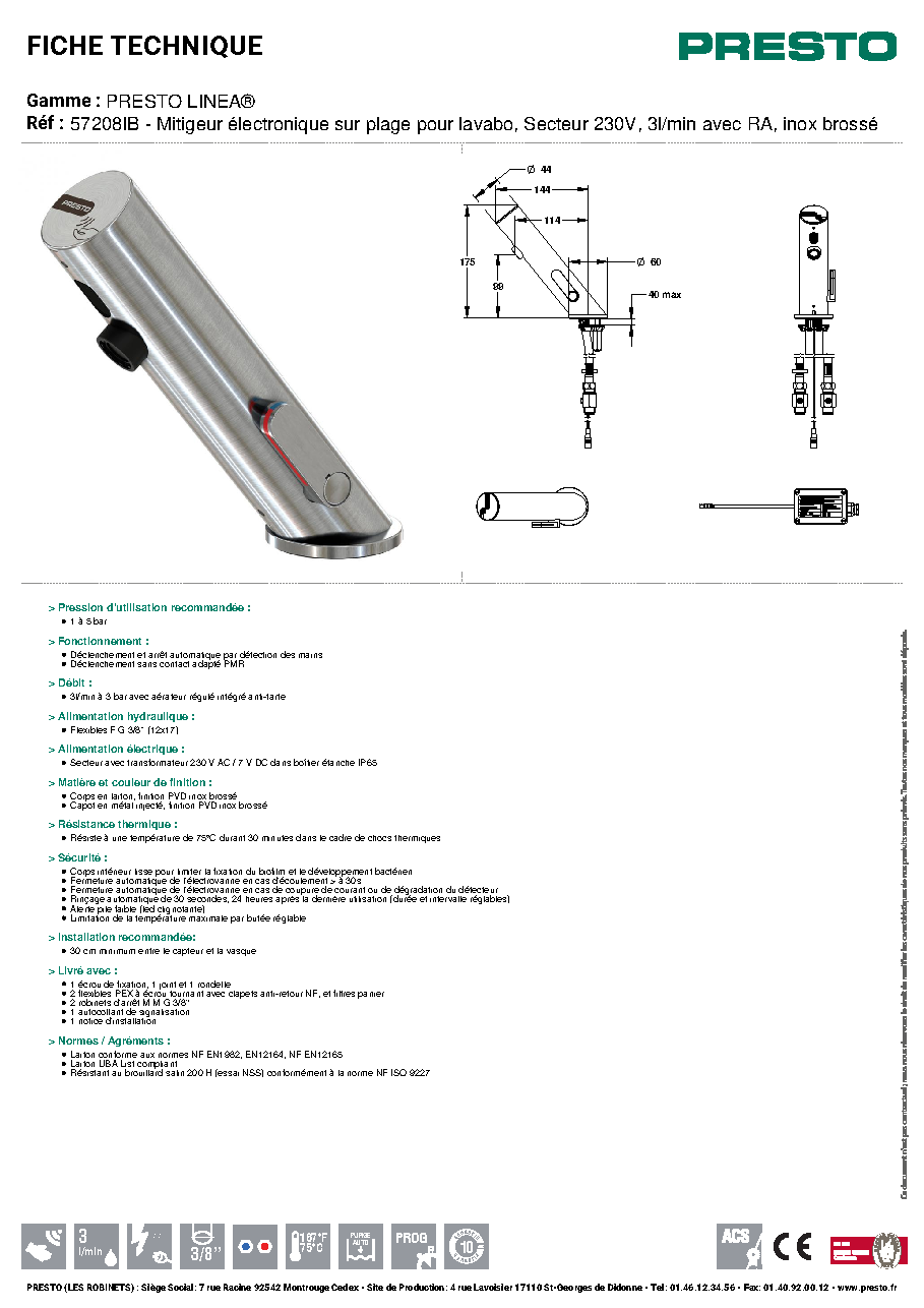 Fiche technique fournisseur