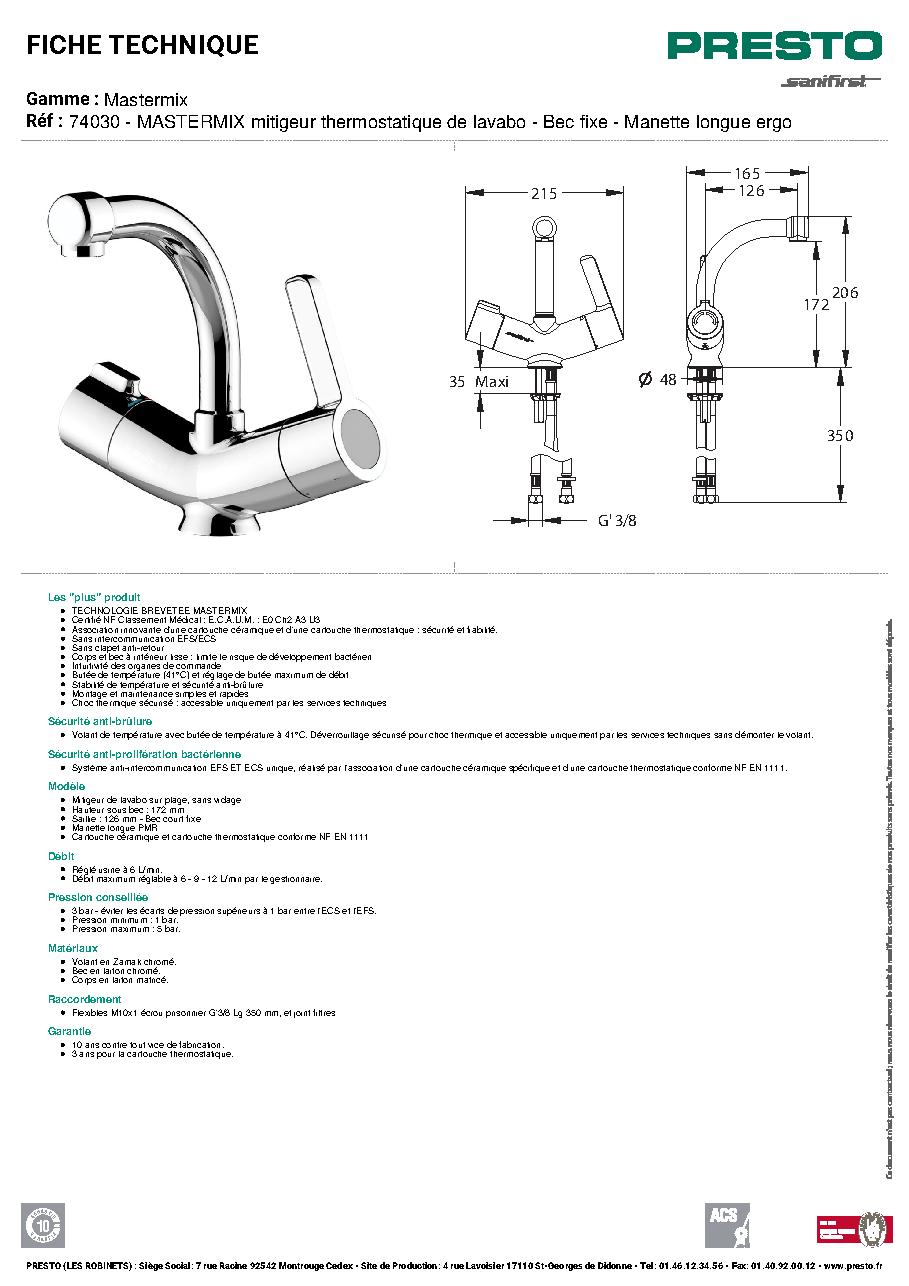 Fiche technique fournisseur