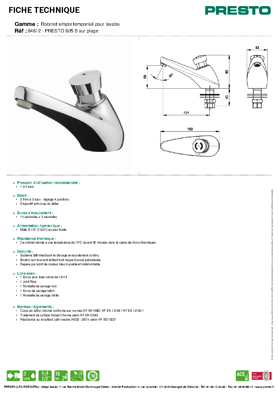 Fiche technique fournisseur