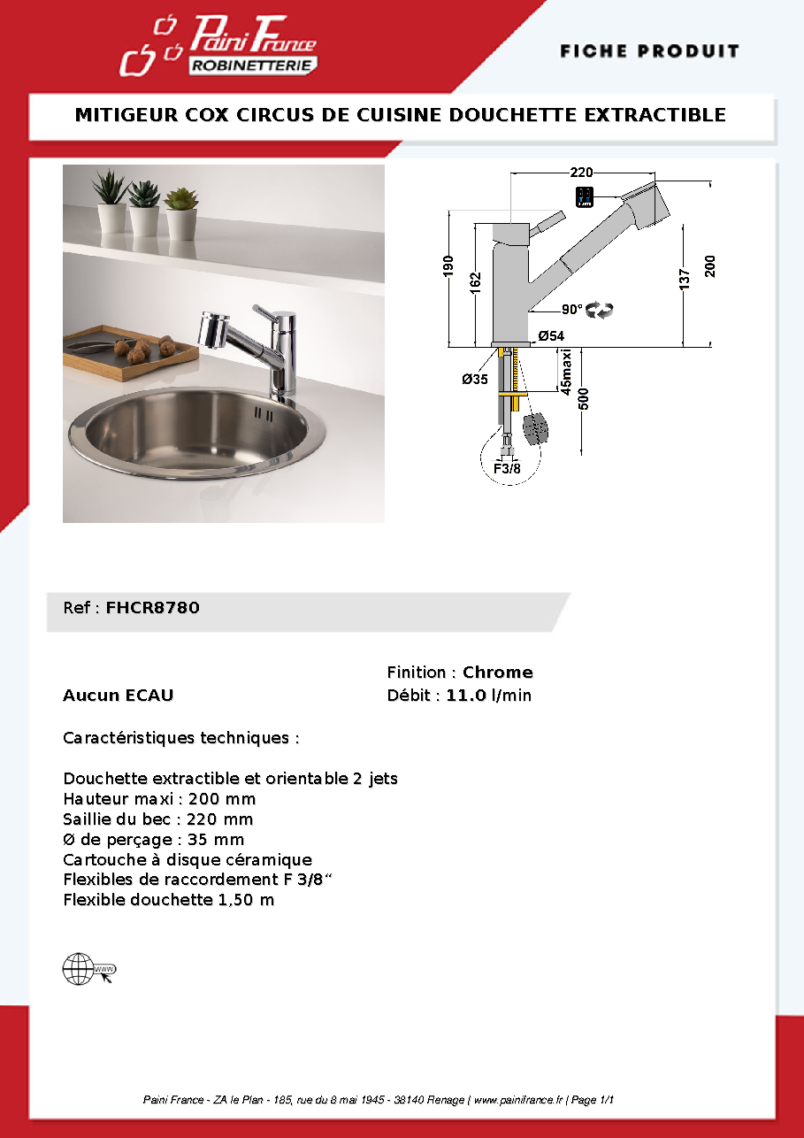 Fiche technique fournisseur