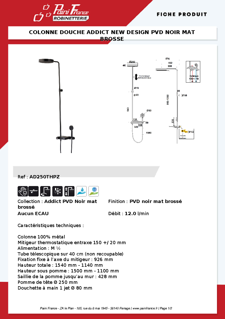 Fiche technique fournisseur