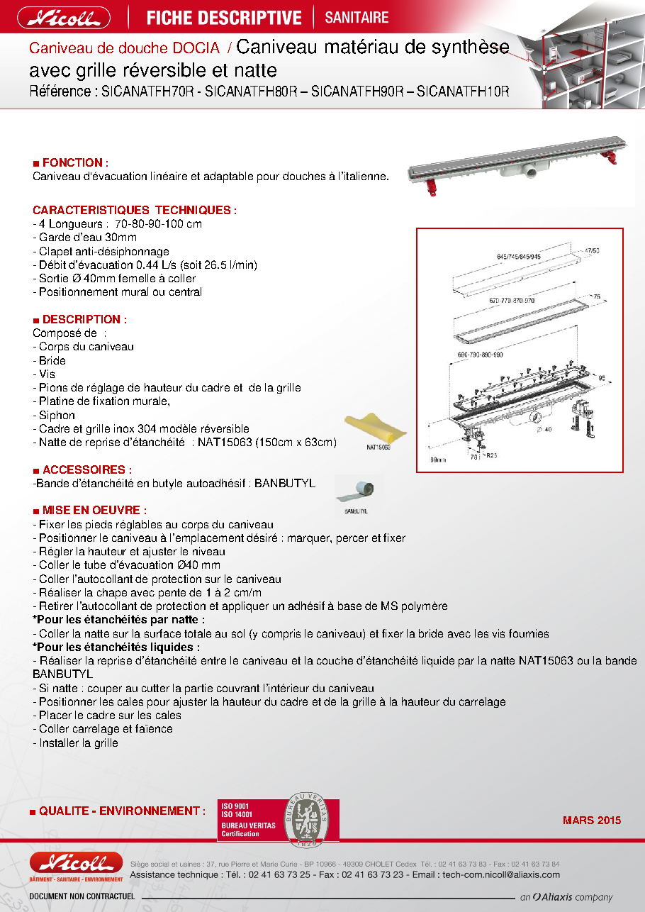 Fiche technique fournisseur