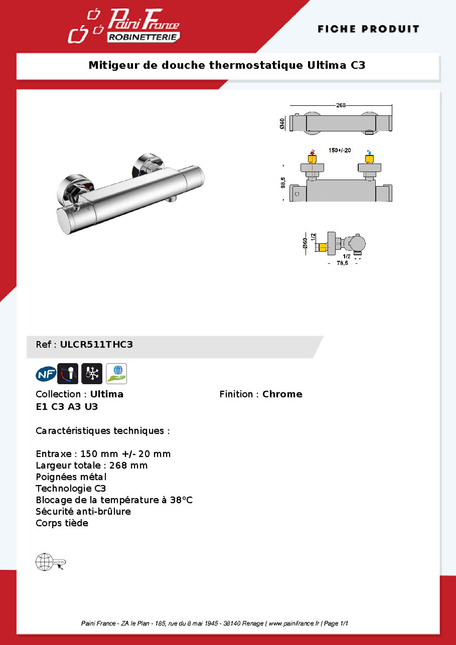 Fiche technique fournisseur