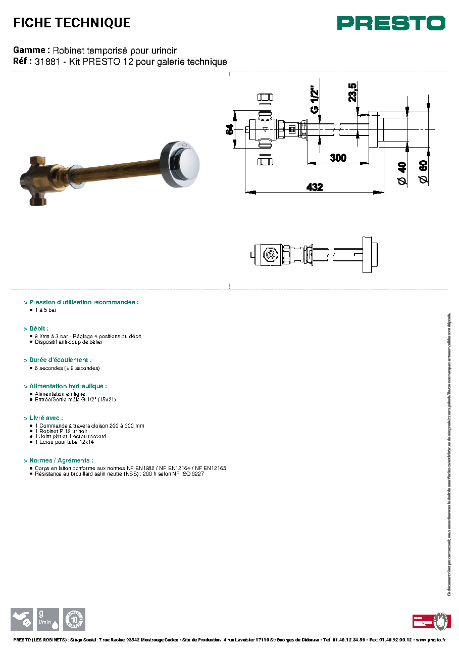 Fiche technique fournisseur
