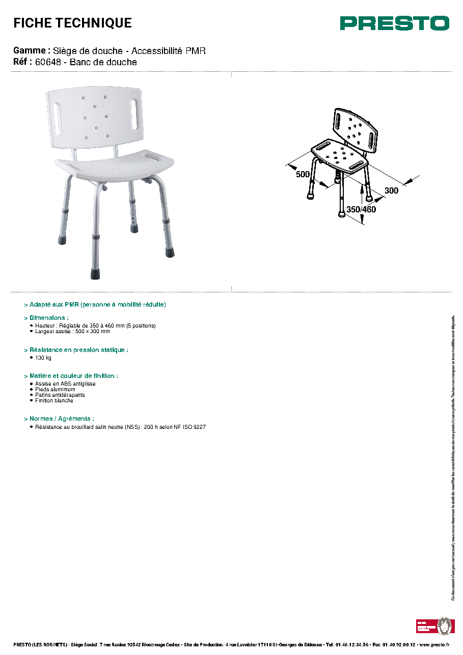 Fiche technique fournisseur