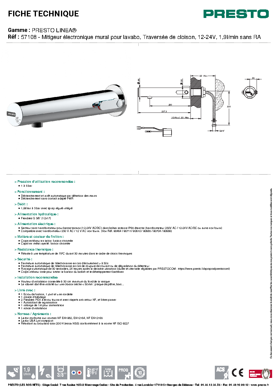 Fiche technique fournisseur