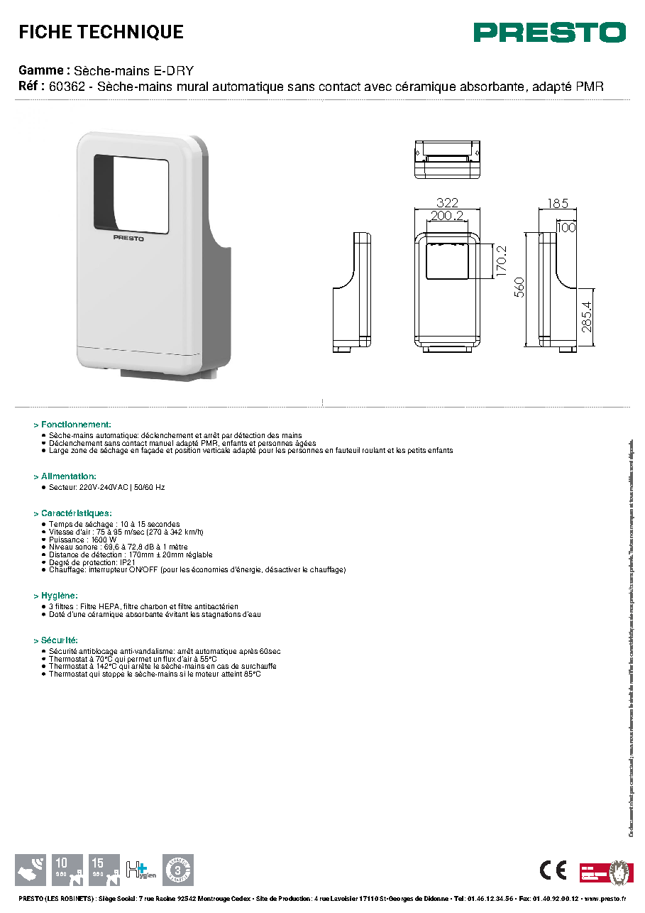 Fiche technique fournisseur