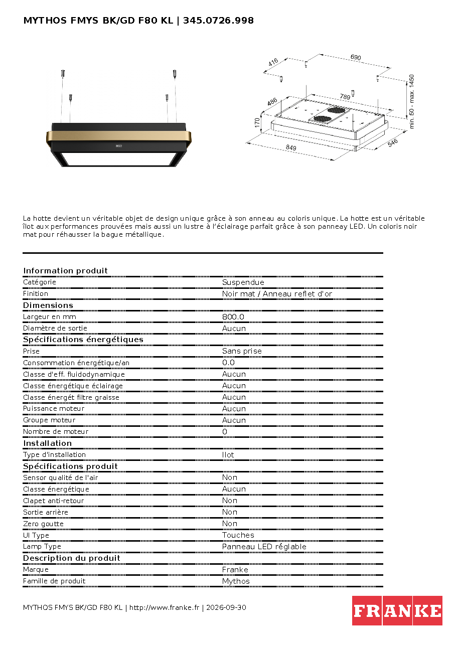 Fiche technique fournisseur