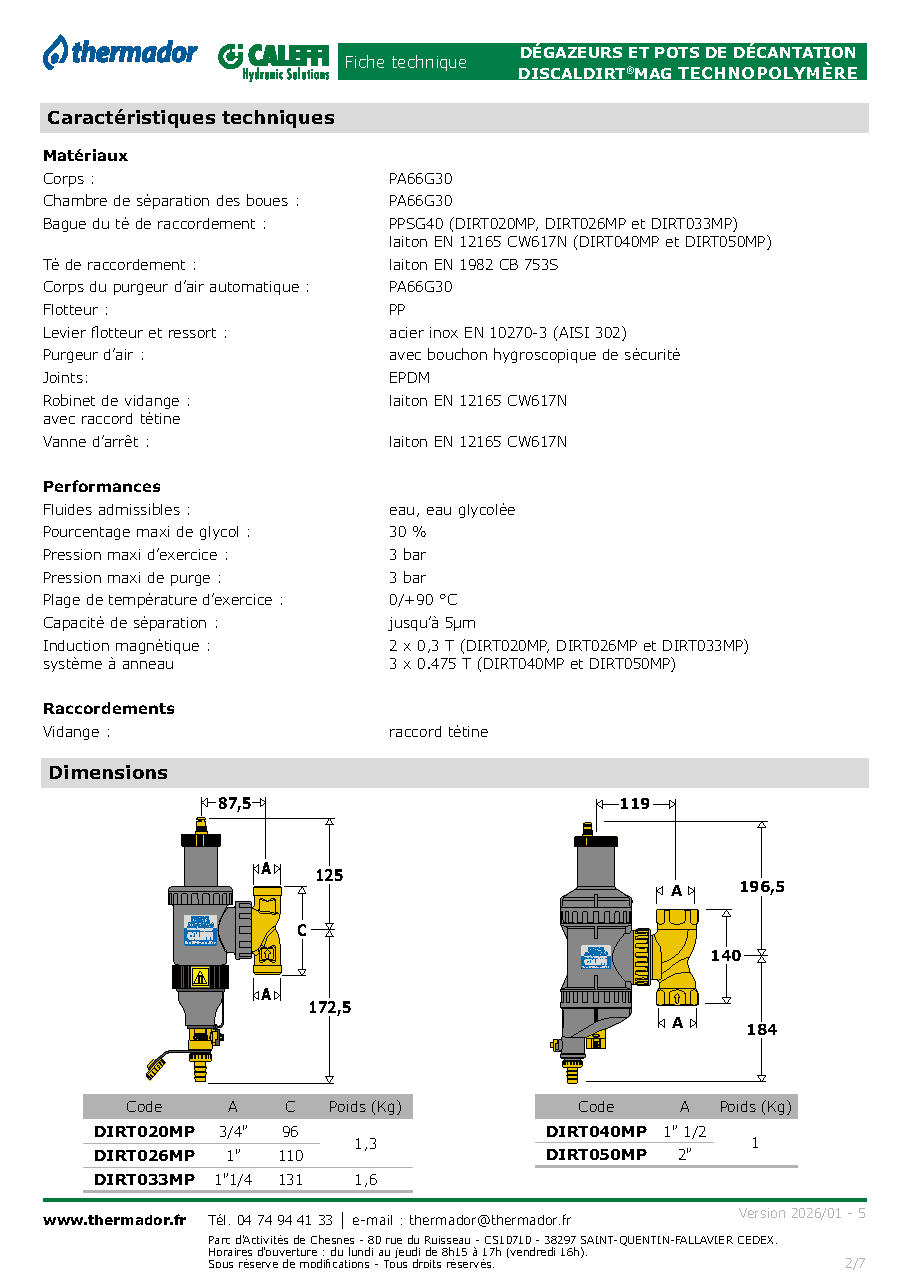 Fiche technique fournisseur