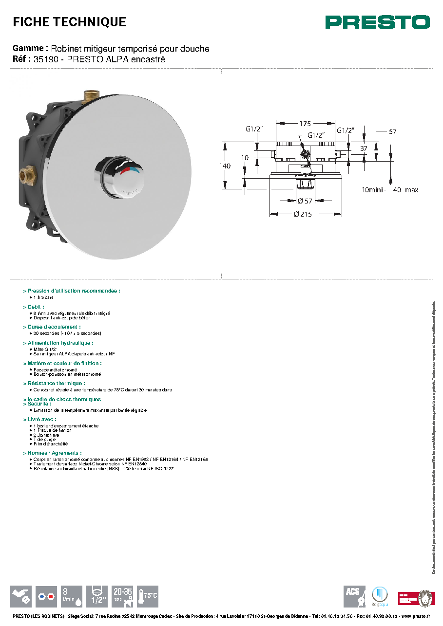 Fiche technique fournisseur