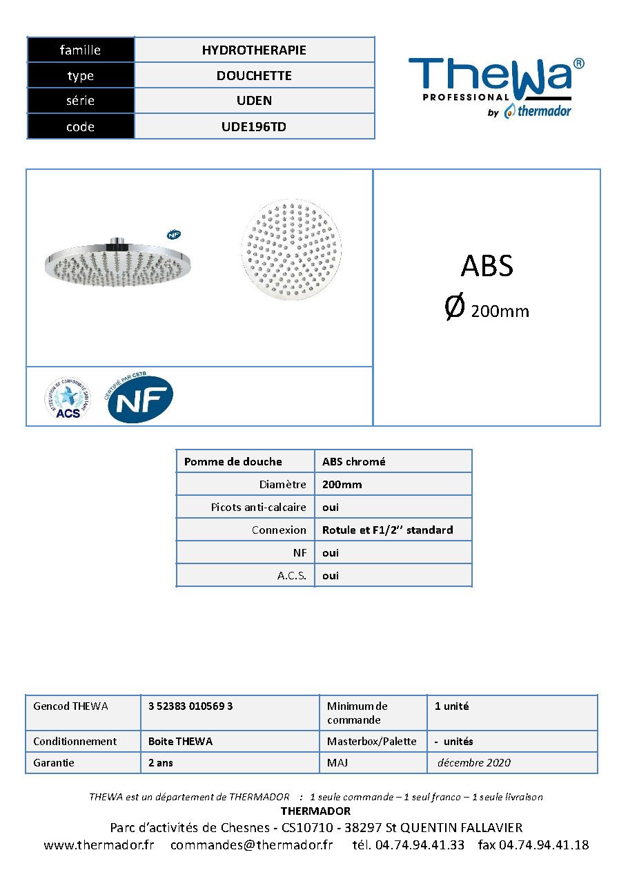 Fiche technique fournisseur