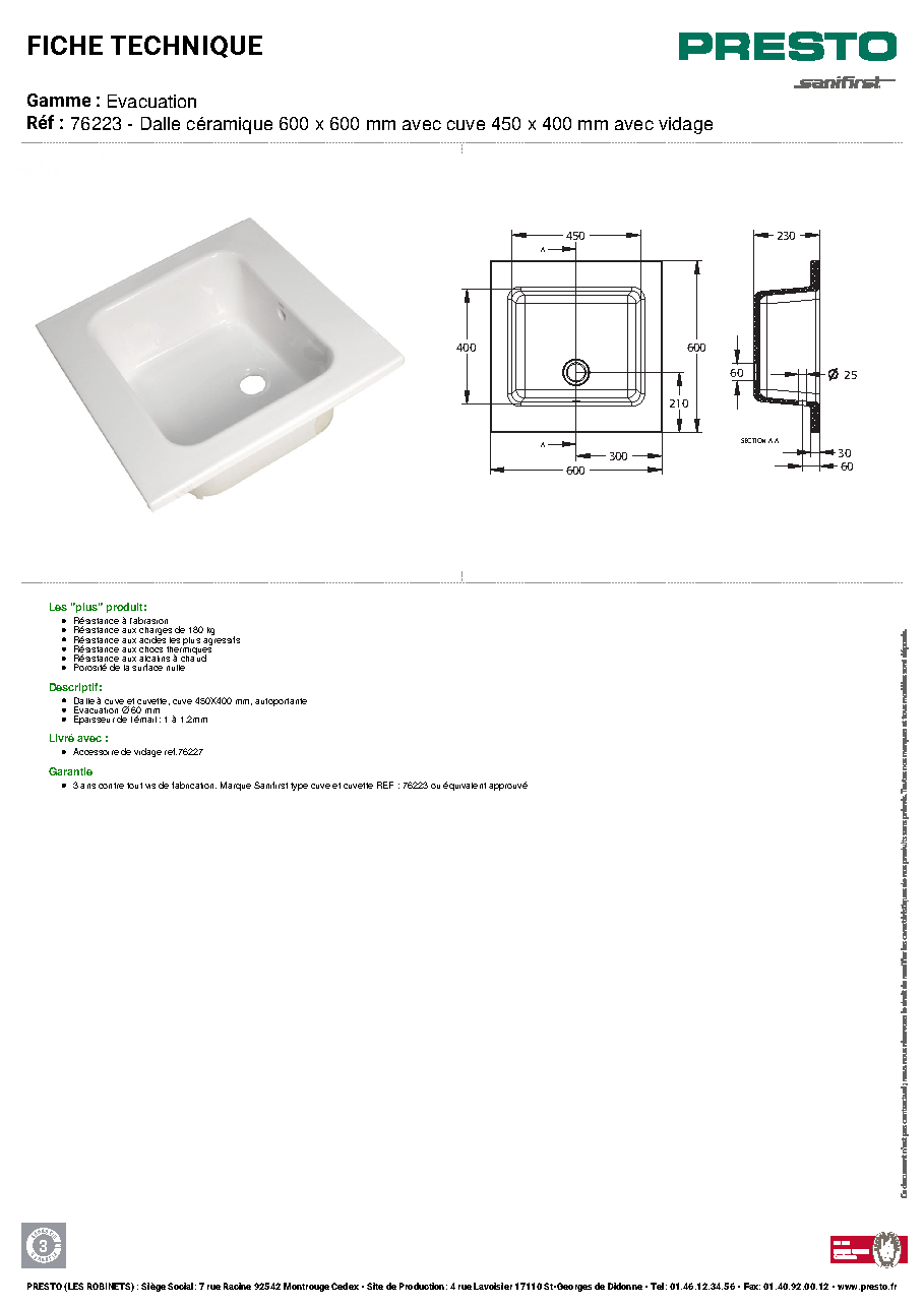 Fiche technique fournisseur