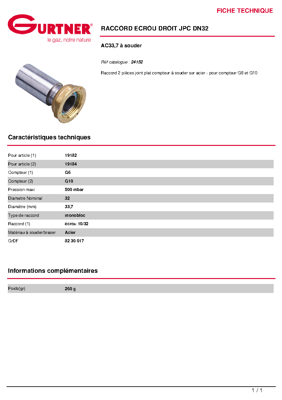 Fiche technique fournisseur