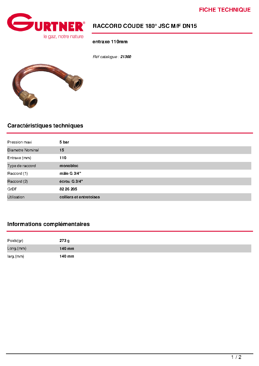 Fiche technique fournisseur