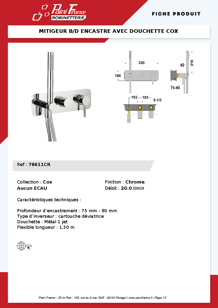 Fiche technique fournisseur