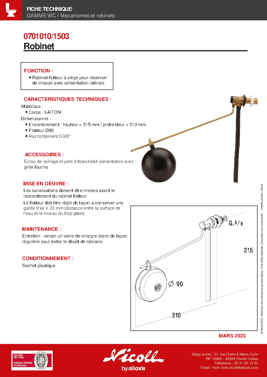 Fiche technique fournisseur
