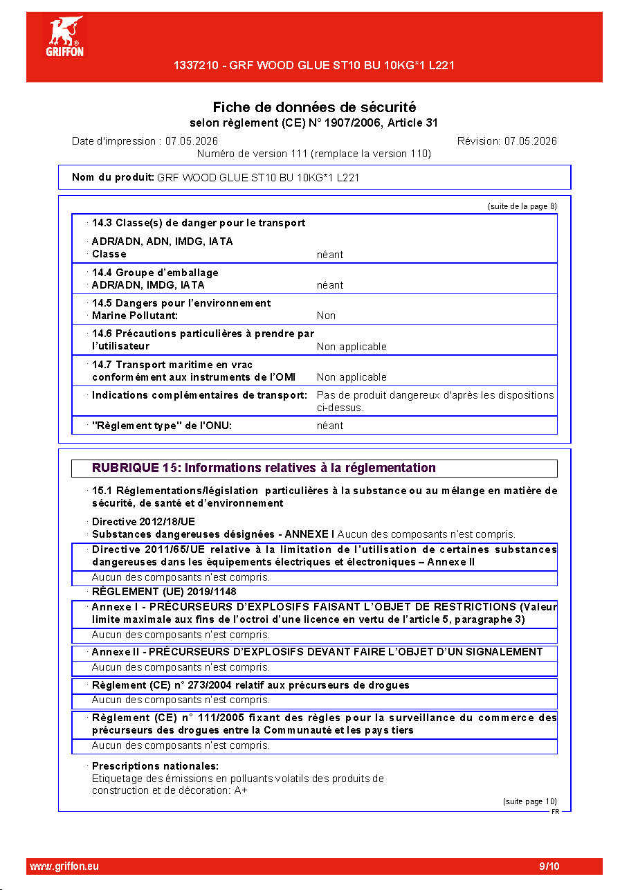 Fiche technique fournisseur