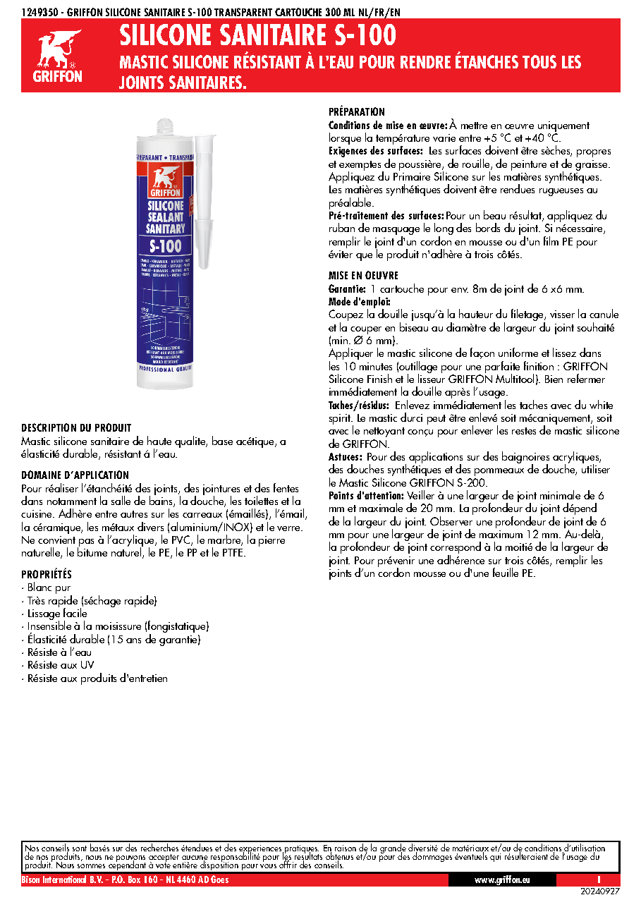 Fiche technique fournisseur