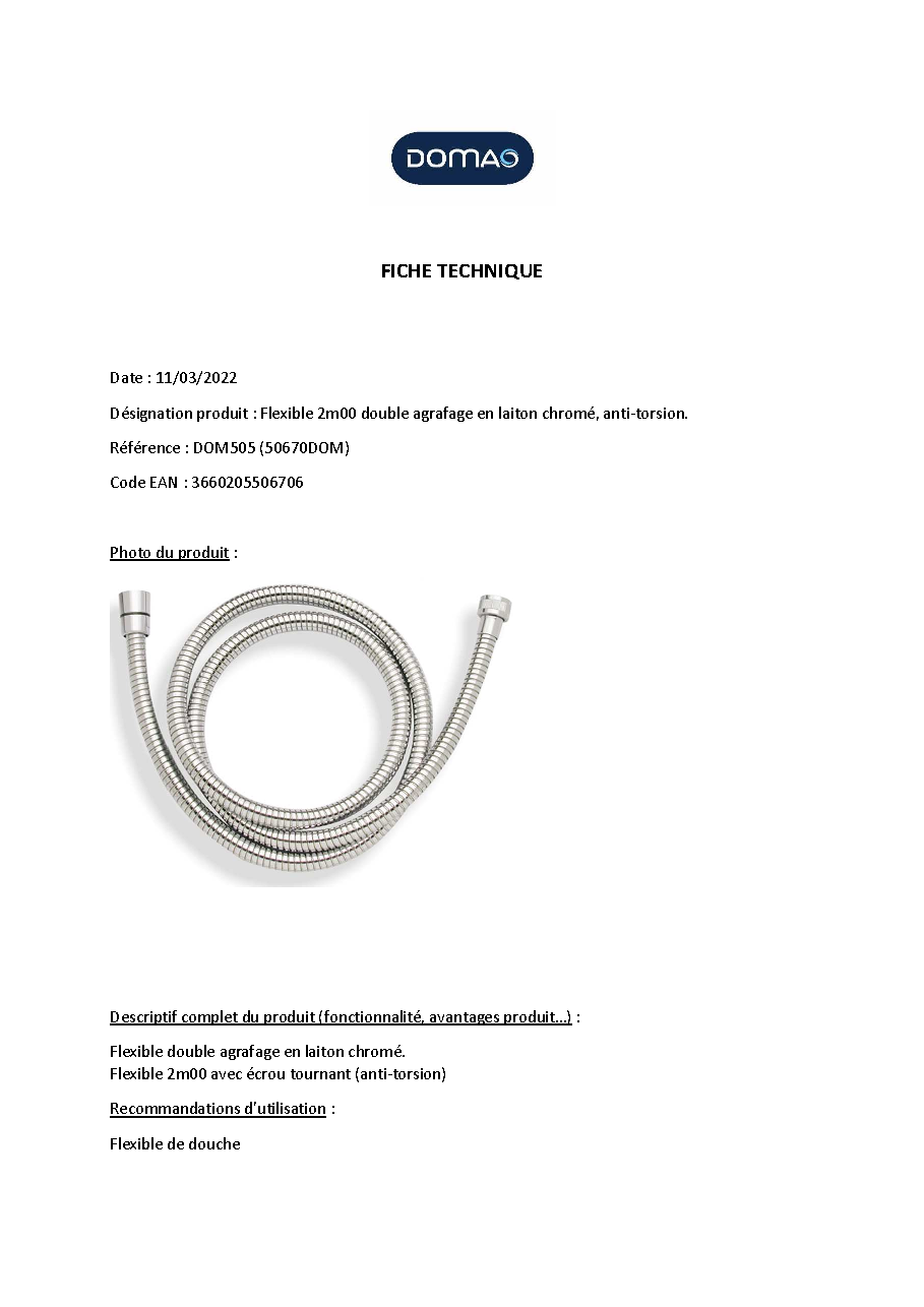 Fiche technique fournisseur