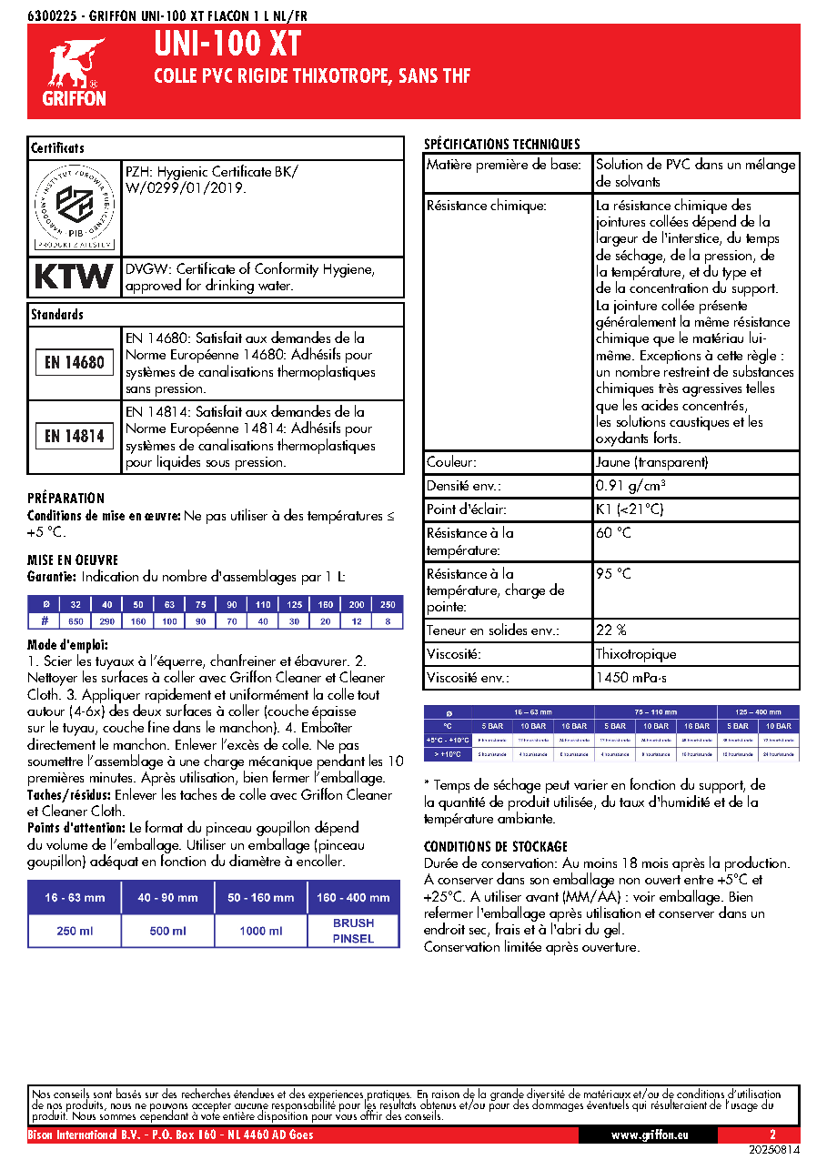 Fiche technique fournisseur