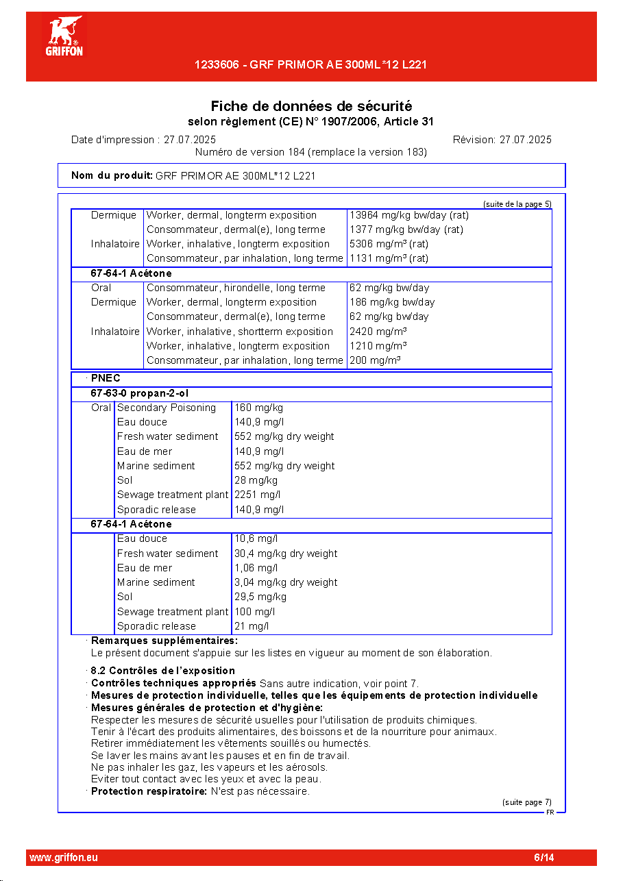 Fiche technique fournisseur