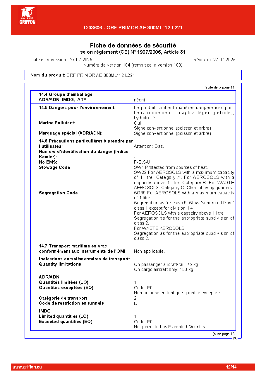 Fiche technique fournisseur