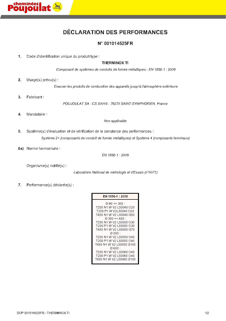 Fiche technique fournisseur