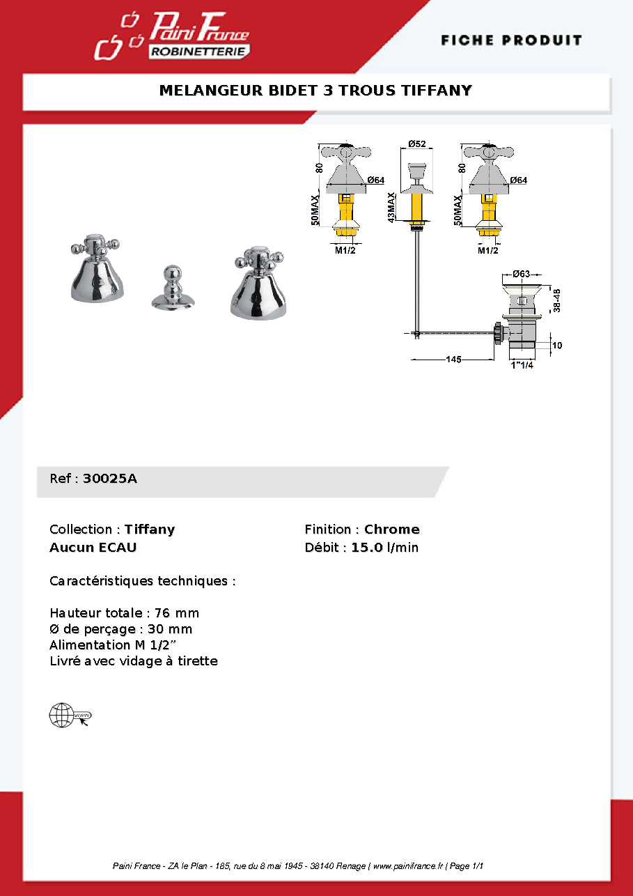Fiche technique fournisseur