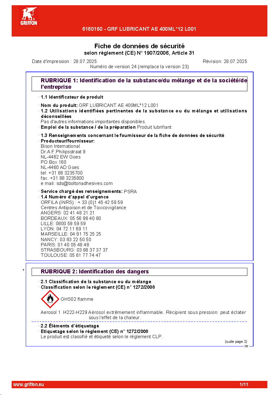 Fiche technique fournisseur