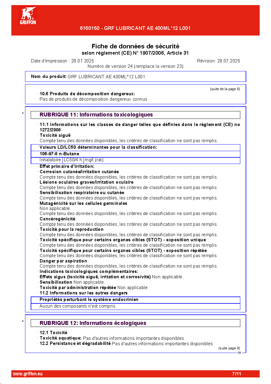 Fiche technique fournisseur