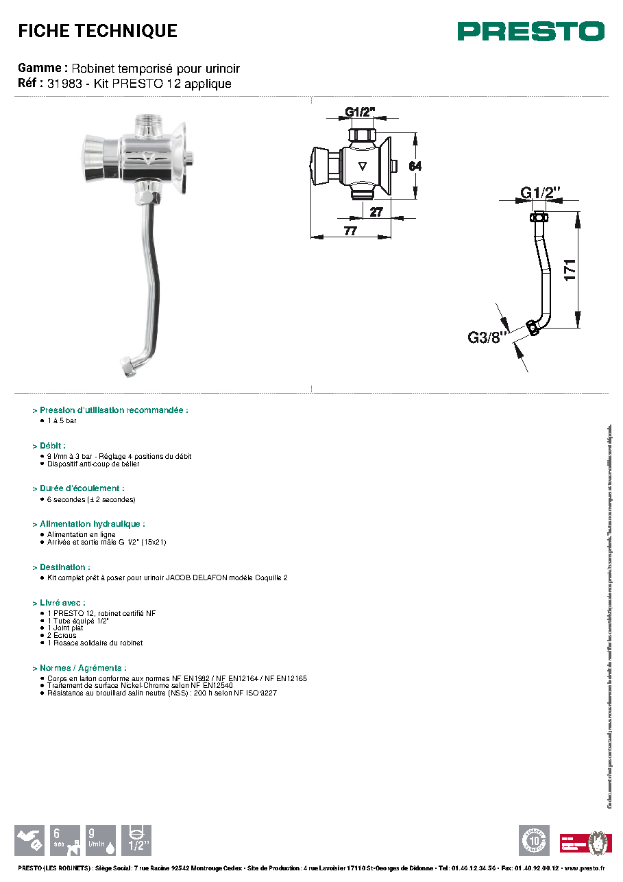 Fiche technique fournisseur