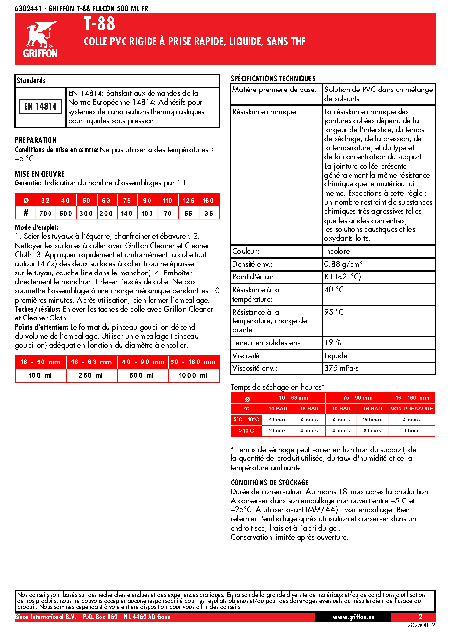 Fiche technique fournisseur