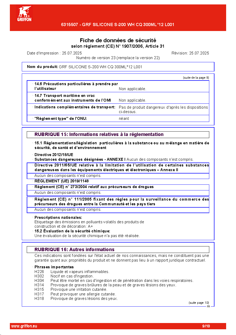 Fiche technique fournisseur