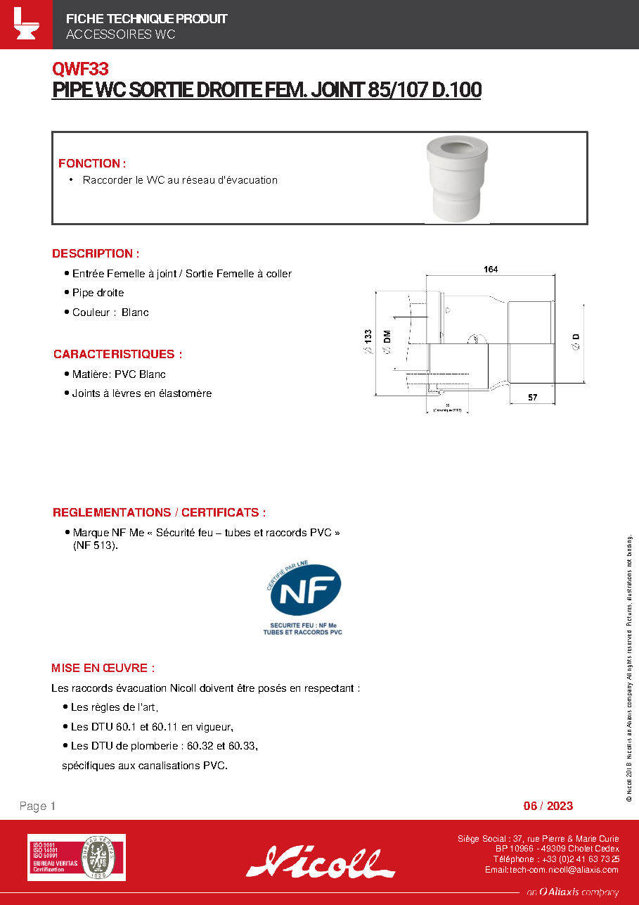 Fiche technique fournisseur