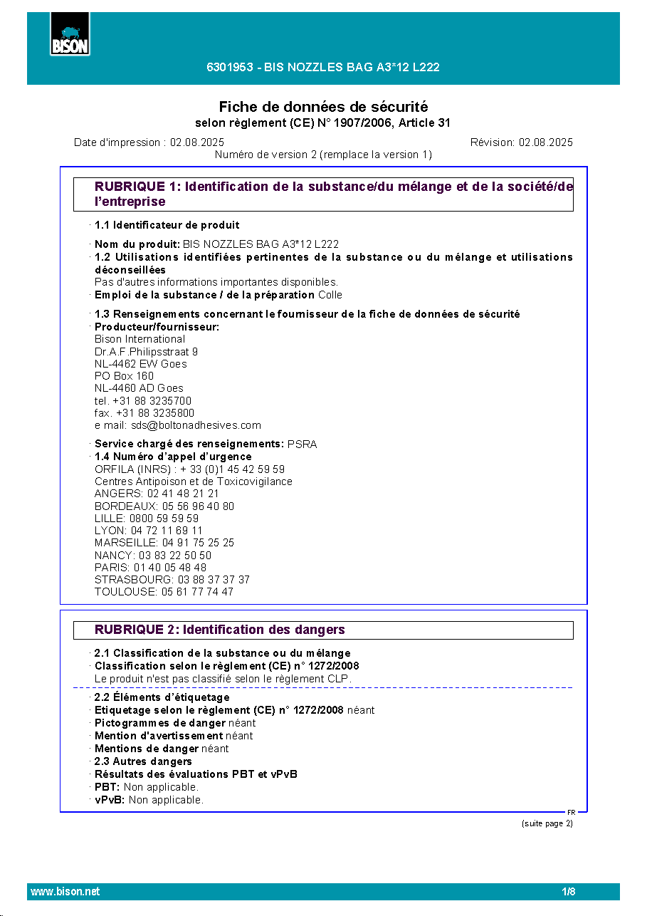 Fiche technique fournisseur