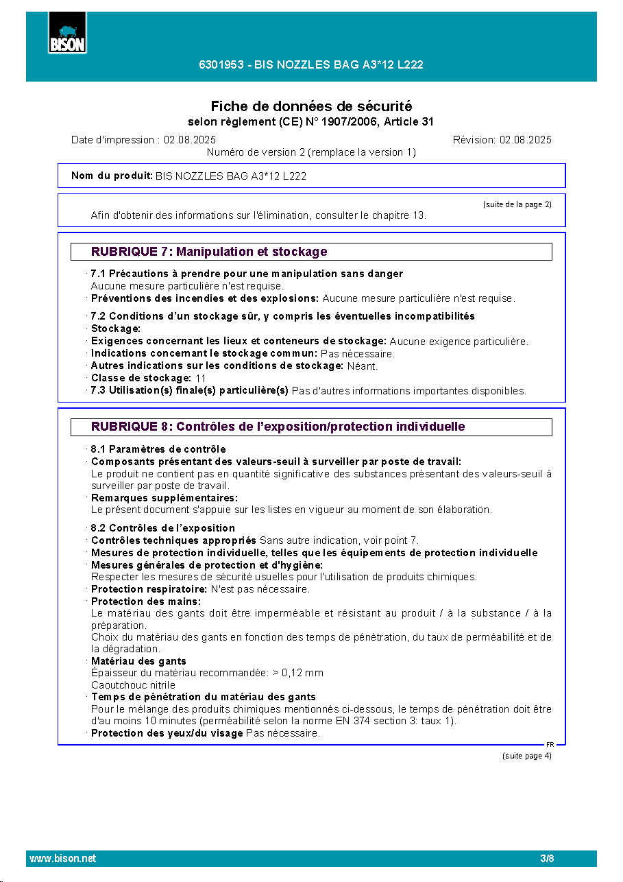 Fiche technique fournisseur