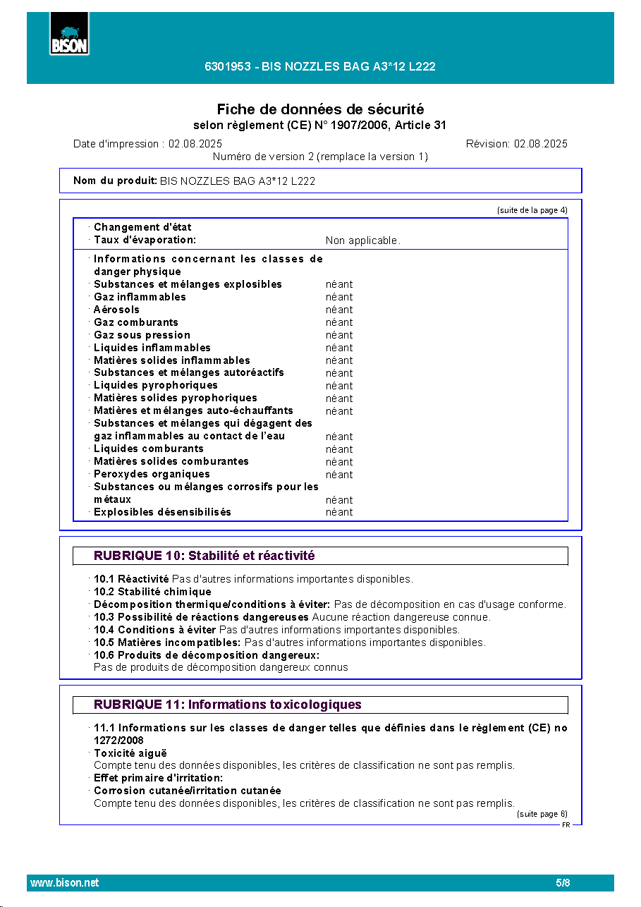 Fiche technique fournisseur