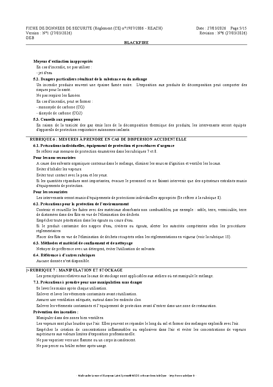 Fiche technique fournisseur