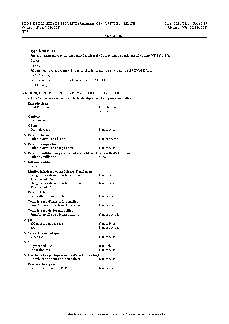 Fiche technique fournisseur