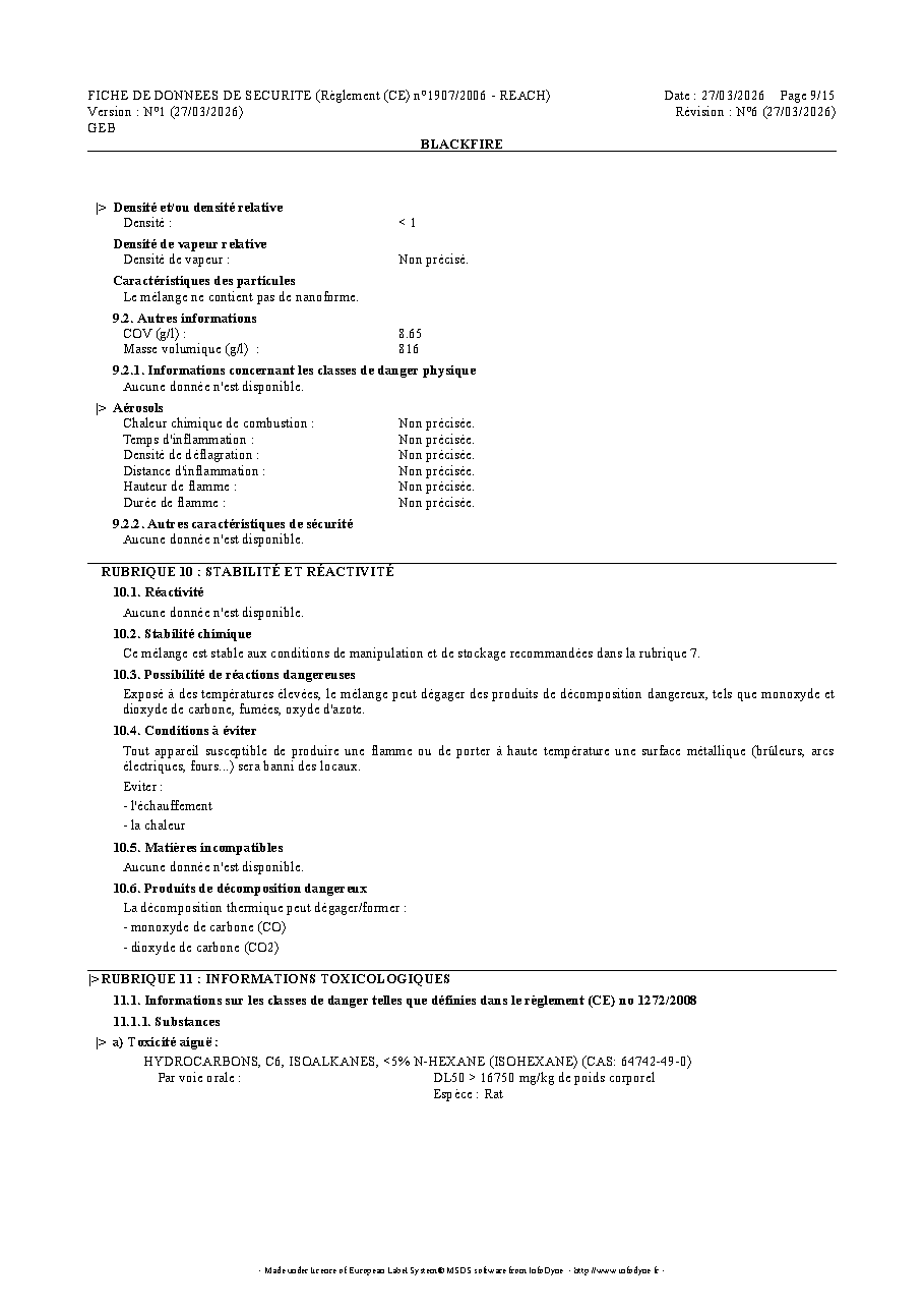 Fiche technique fournisseur