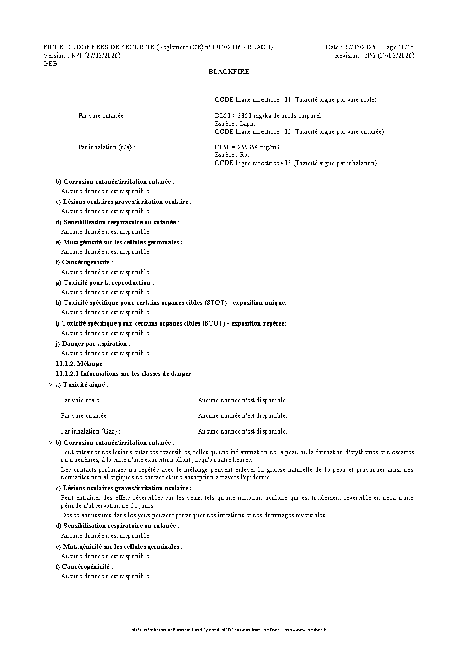 Fiche technique fournisseur